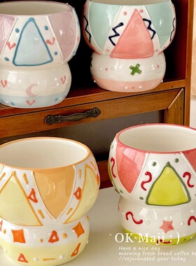 精致好看的杯子陶瓷咖啡杯釉下彩马克杯小众设计感家用水杯手握杯