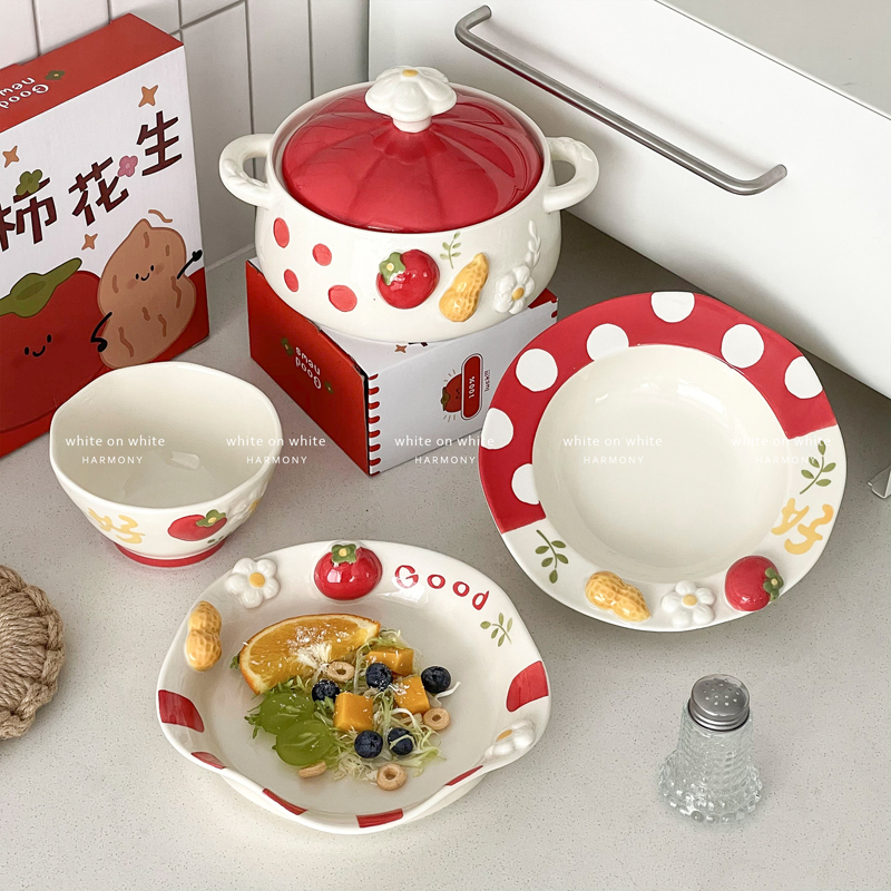 不规则釉下彩陶瓷沙拉盘