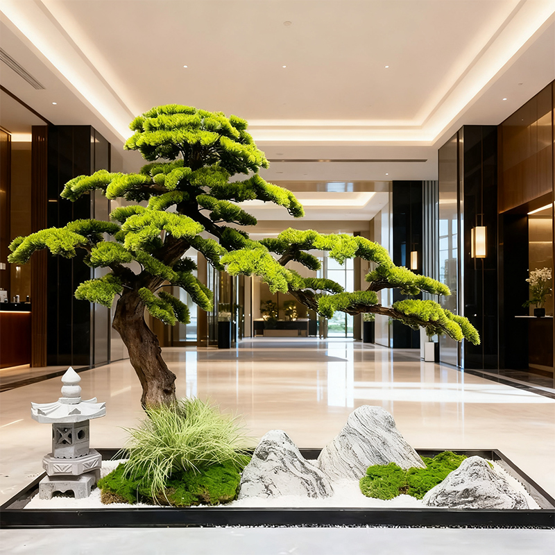 酒店大厅仿真迎客松造景大型仿真