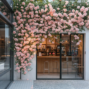 网红花墙瀑布墙仿真玫瑰樱花假花空调管道遮挡门头藤蔓装饰花藤条