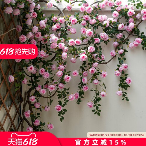 仿真玫瑰花网红花墙瀑布