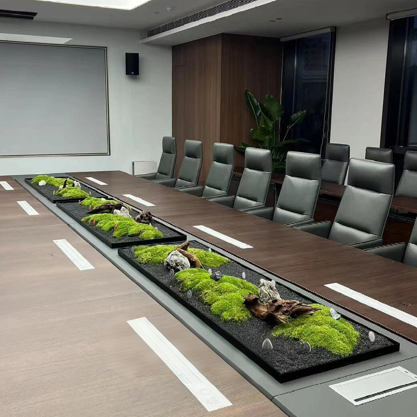 会议桌摆花长桌微景观造景仿真绿植青苔桌面中间装饰植物摆件装饰