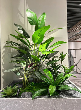 模拟绿色植物造景装饰摆件假绿色植物网红室内入口大型景观造景楼