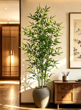 仿真盆竹盆栽新中式禅意假竹子室内客厅落地绿植玄关造景装饰摆件