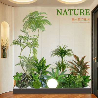 仿真绿植造景组合室内楼梯下景观仿生植物高品质直播间背景装饰树
