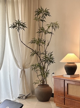 十大功劳仿真绿植中古风室内客厅楼梯大型落地仿生高端轻奢假盆栽