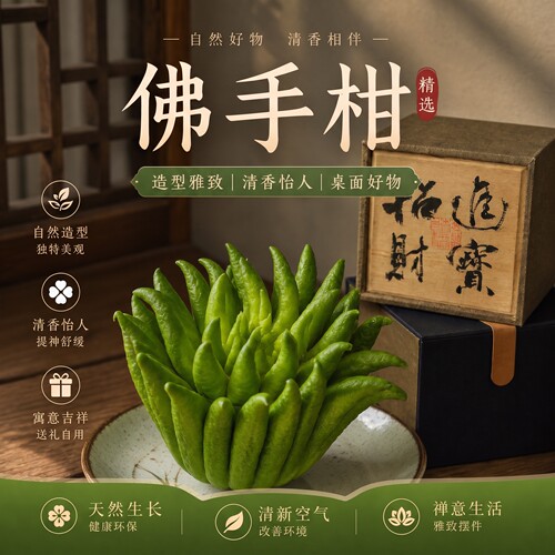 新鲜佛手柑清供新鲜果桌面摆件