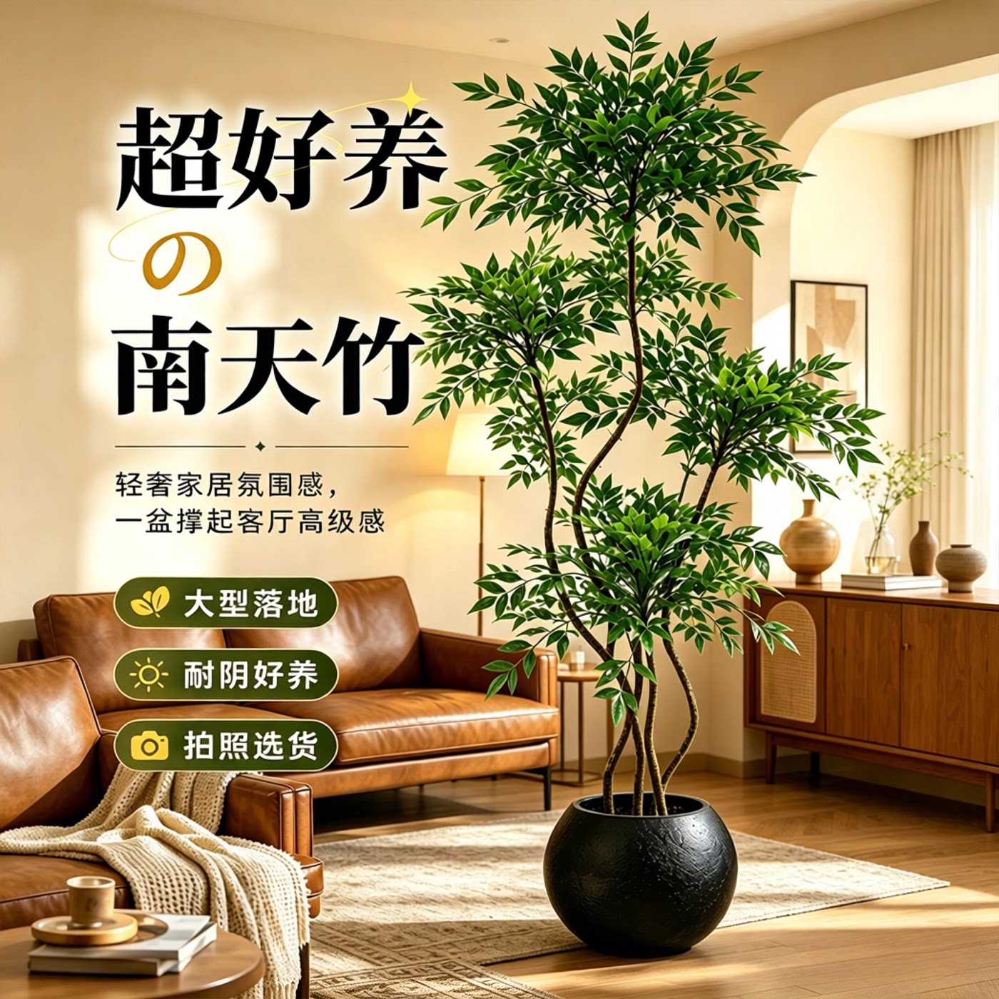 南天竹盆栽客厅大型植物绿植高级感真树办公室内高端落地大号盆景图片
