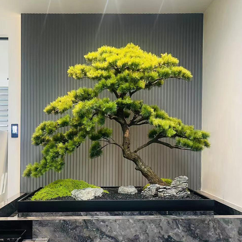 公司前台背景墙玄关隔断绿植造景