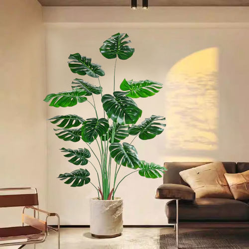 北欧ins风彷真绿色植物龟背叶竹植物造景彷真假盆栽客厅室内装饰