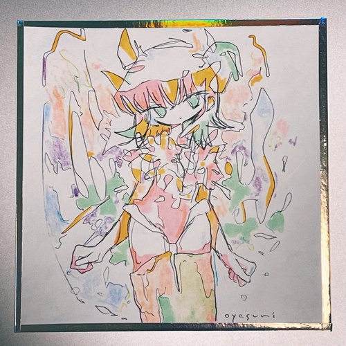 眨眼 by Oyasumizacca（日本艺术家）方形色纸 镭射包边