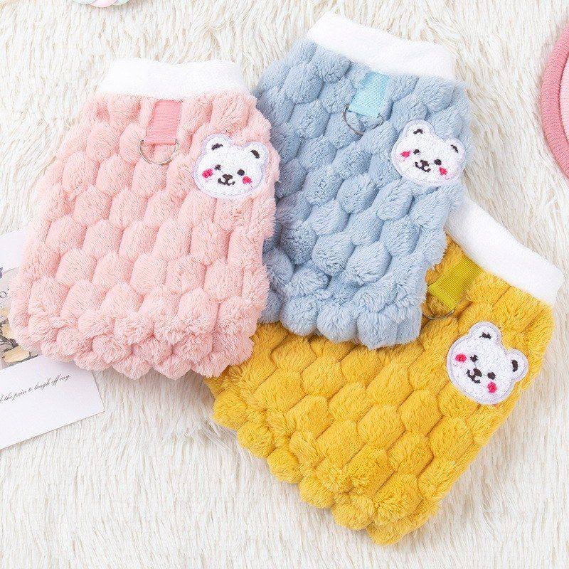 秋冬季小狗狗衣服可爱小熊牵引绒衣中小型犬冬天加厚保暖猫咪马甲