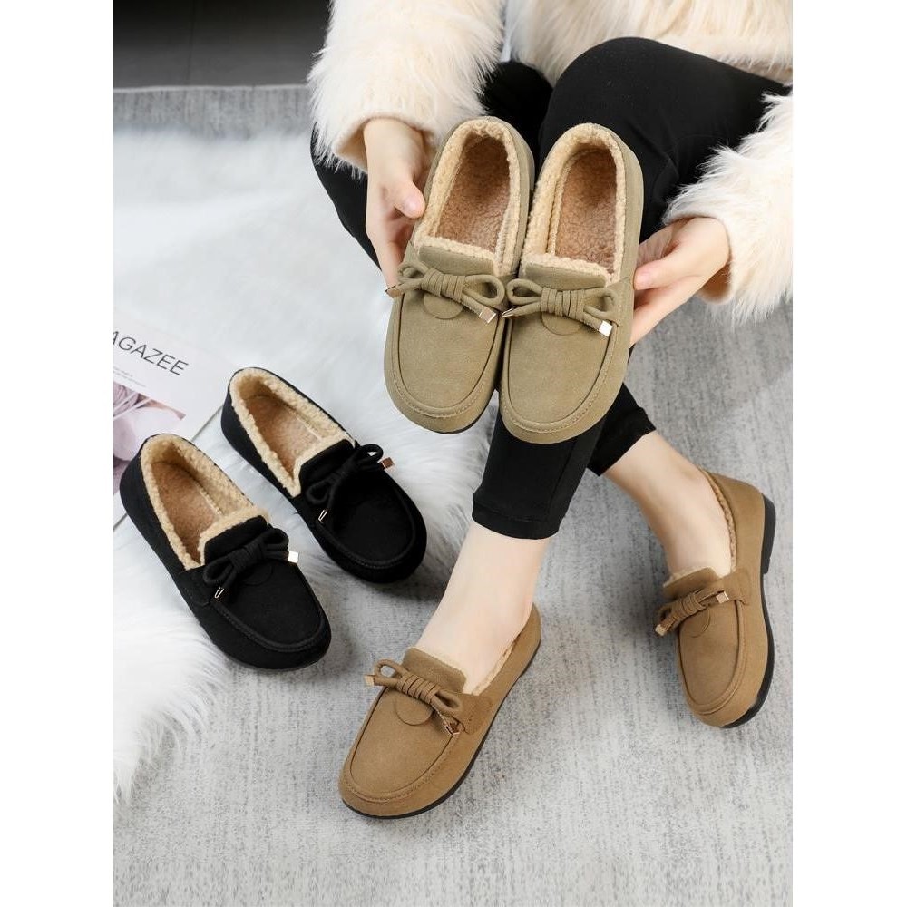 秋冬季新款豆豆鞋女加绒保暖休闲