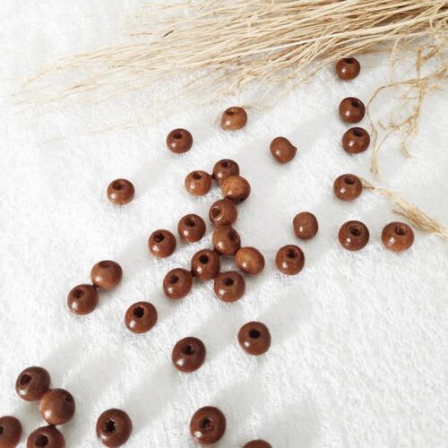 7mm圆珠通孔木珠DIY散珠配件