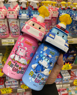 韩国进口珀利儿童洗发水沐浴露三合一身体乳洁面卡通形象变形警车