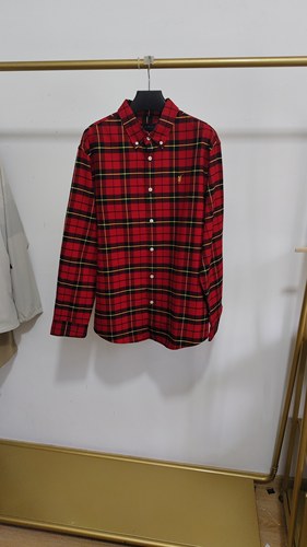 175码POLOWALK专柜正品男式纯棉衬衫格子长袖衬衣AF5W43250051