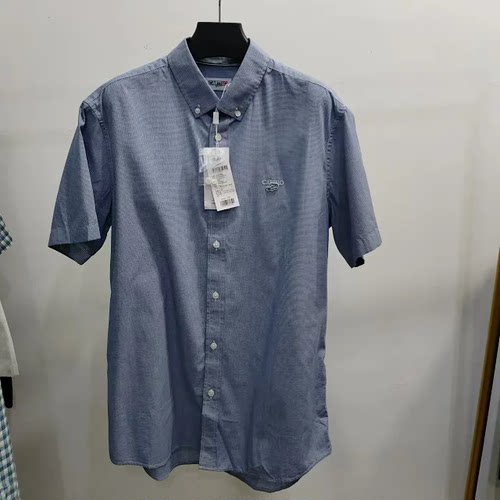 正品男士夏款短袖格子小清新男士衬衣B4ES42270381