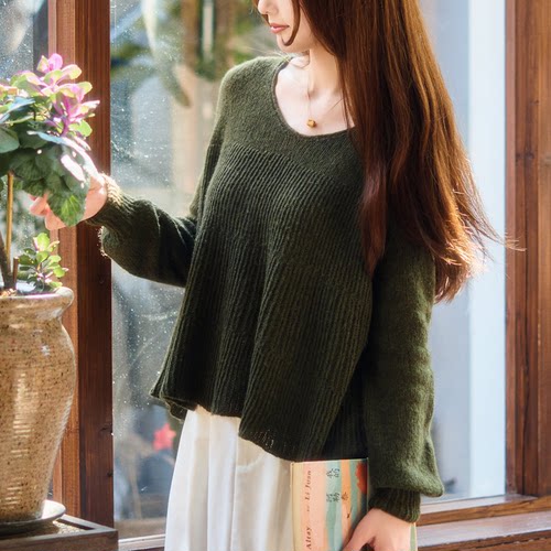 编织人生牦牛绒V领毛衣材料包