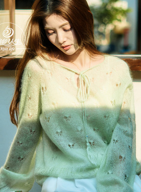 编织人生324羽蝶云羽轻薄套头衫材料包 手工编织DIY真丝马海毛线