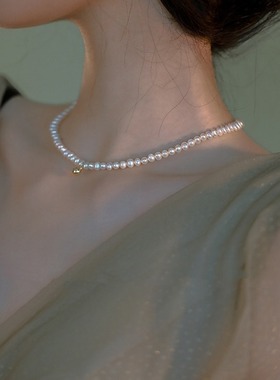 高品质天然强光土豆淡水珍珠锁骨链轻奢百搭气质高级项链生日礼物