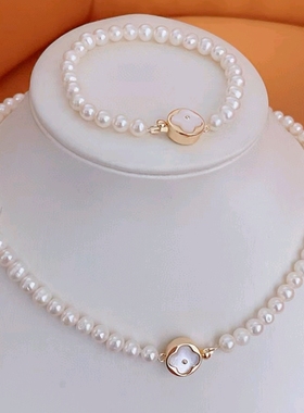 【天然珍珠】5.5-6mm淡水珍珠项链近圆高亮无暇珍珠气质锁骨链