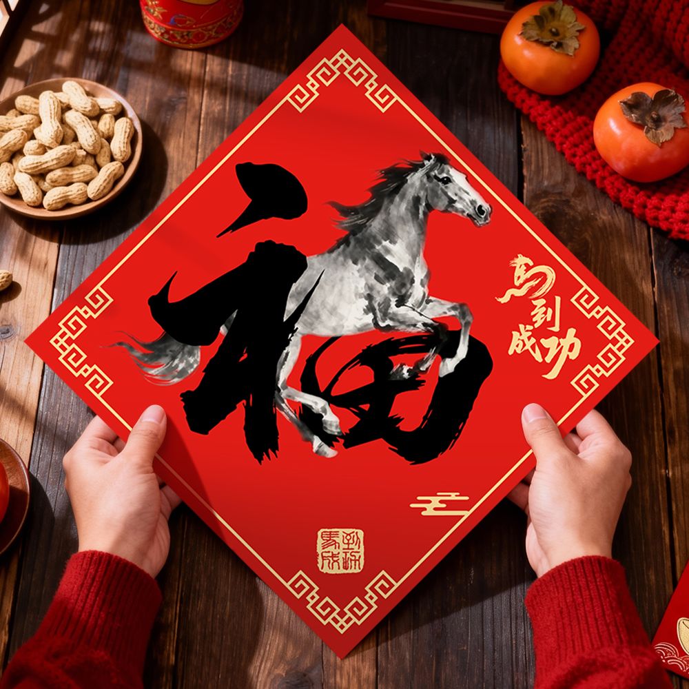 2026马年新款春节新年斗方入户大门贴纸过年家用布置福字喜庆装饰