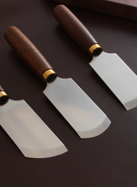 胡桃木柄D2日式削薄刀 裁皮刀 斜刀圆刀手工DIY皮革皮具刀下料刀