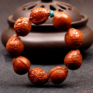 铁核橄榄核2.0红料富甲天下龟纹文玩男女橄榄胡核雕手串