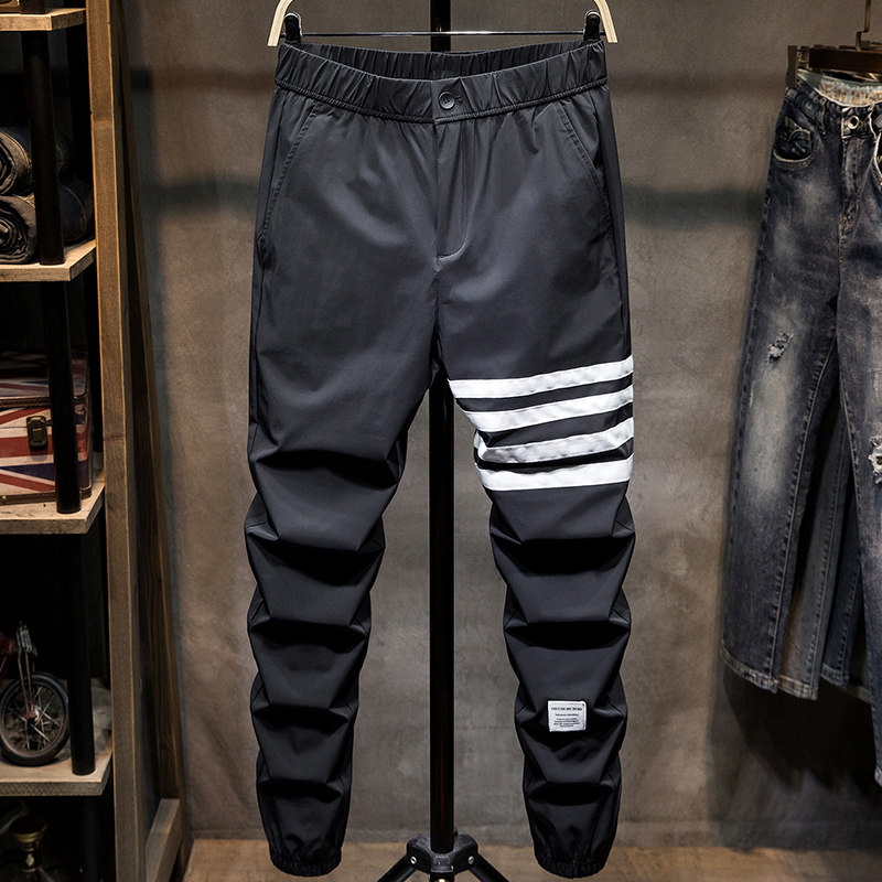 秋冬加绒运动休闲男潮牌束脚黑色长裤子男士韩版潮流速干裤春秋款