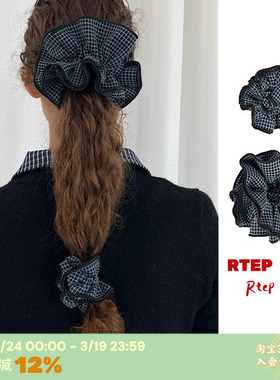 RTEP 高版本goodsquish深蓝格子学院风加厚四层花边大肠发圈发绳