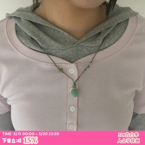 韩国小众品牌*玉色爱心水晶项链