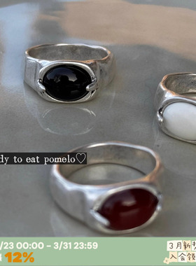 小众古银玛瑙玉石设计感戒指