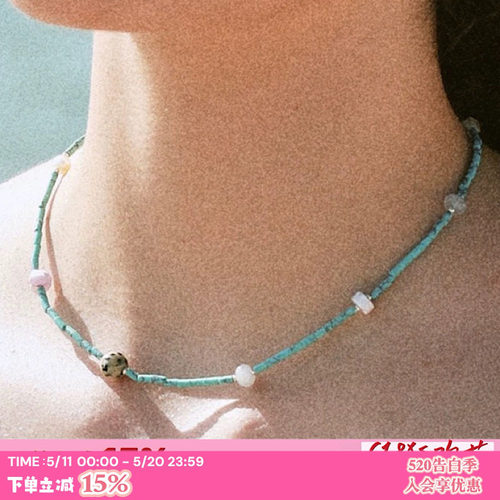 超好搭！！天然石蓝松石项链