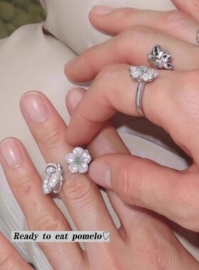 花*蝶守渊系列花朵彩钻镶嵌戒指