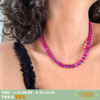 宝石洋红湖蓝松石x项链