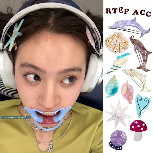 ins同款多巴胺炫彩海豚贝壳发夹