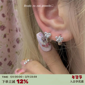 RTEP 自制 小众设计日系蝴蝶结s925银针韩国ins甜酷风耳扣女耳圈