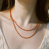 彩色玉石水晶切面闪耀项链叠带双层复古毛衣链长款 RTEP 卡普里岛