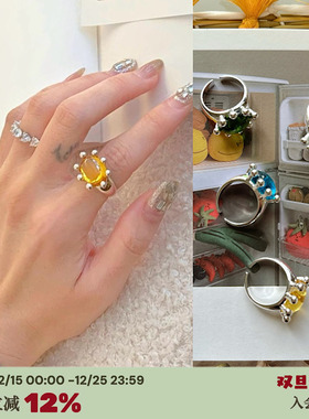 彩色小螃蟹*小众高级感开口戒指