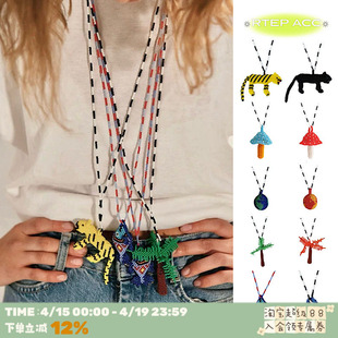 RTEPpajara pinta蘑菇椰子树豹子手工串珠长款重工项链毛衣链