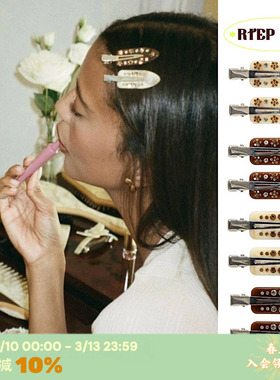 RTEP emijay美拉德琥珀钻石花朵醋酸无痕发夹刘海边夹子小众