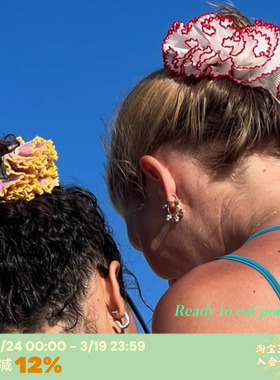 RTEP 高版本*酒窝小卷goodsquish法式手工格纹花边大肠发圈丸子头