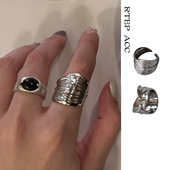 高级感小众设计不规则独特戒圈 素叶片肌理感开口戒指 RTEP 自然元