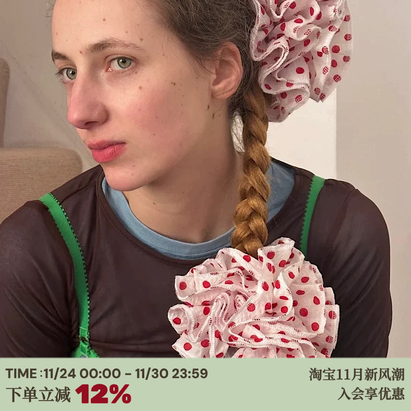 高版本法式复古波点手工发圈