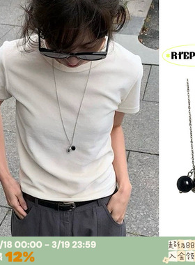 韩国博主同款ins黑白色水滴项链