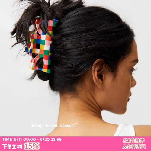 彩色拼接爱心鲨鱼夹大发量抓夹