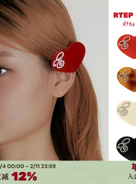 RTEP 自制小众爱心水钻镶嵌g字母发夹可爱边夹子刘海夹弹簧夹新款