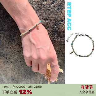 RTEP 银色沙滩*天然玉石度假手链复古小众手作进口串珠白金链手串