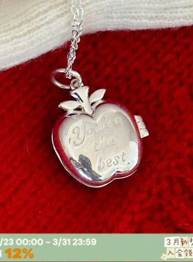 相盒小苹果925银爱心珐琅项链