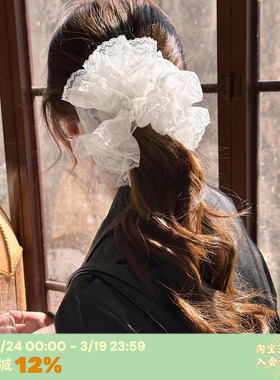 RTEP 仙女系goodsquish蕾丝少女发圈多层刺绣高级感大肠花朵发绳